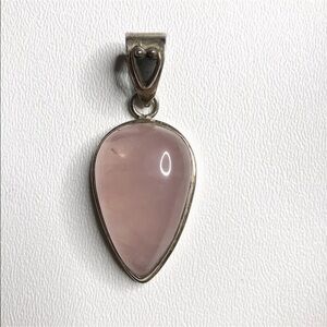 Sterling Silver Pink Gem Large Statement Pendant